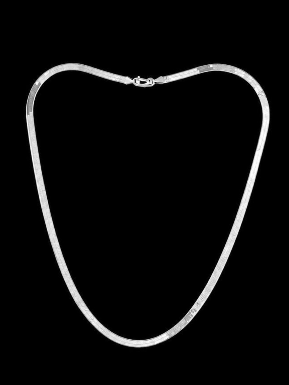 Italian Sterling Silver Herringbone Chain Necklace